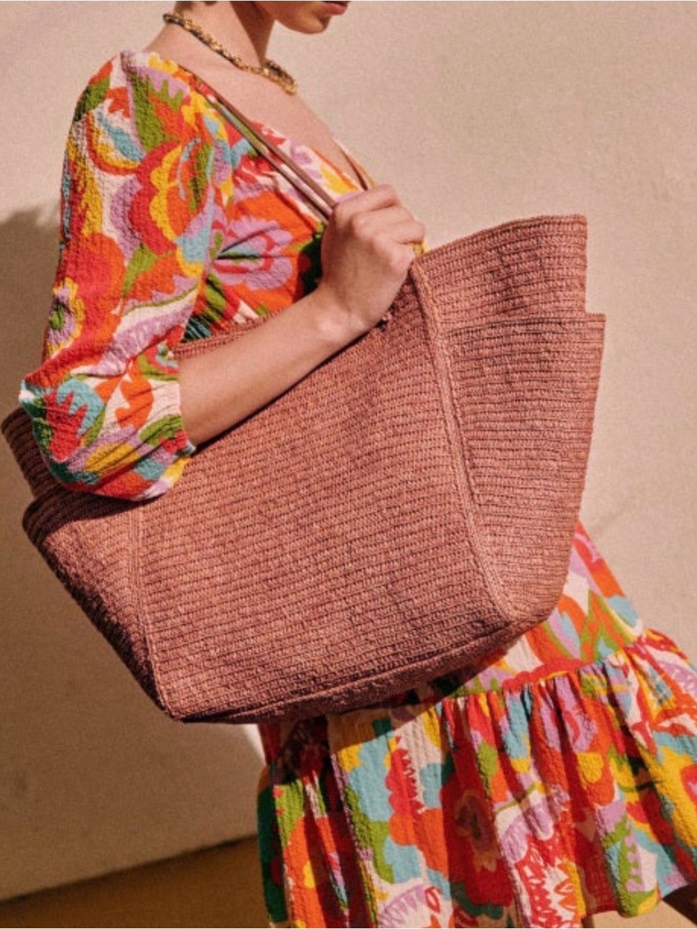 Sézane Blush Paloma Woven Tote